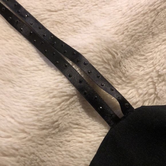 Karl Lagerfeld Black Halter Mini Dress, Black Slit - Picture 10 of 16